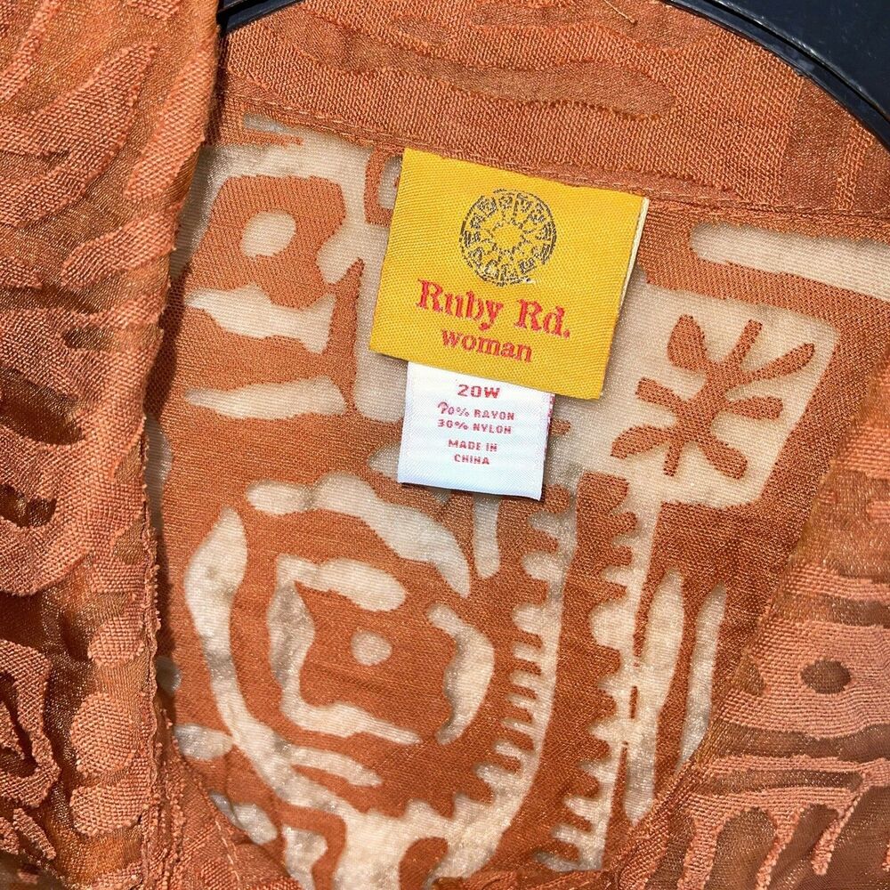 Ruby Rd Sheer Top Plus Size 20 Short Sleeve Butto… - image 7